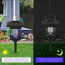 2pk Newest Solar Powered Garden Stake Lamps with Insect-Zapping Courtyard lights