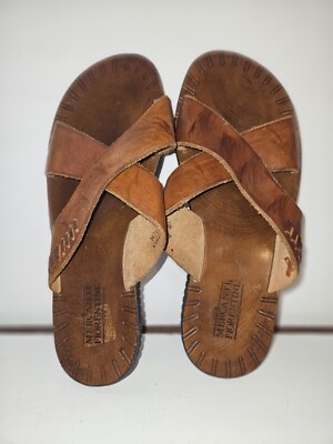 Mercanti Fiorentini Brown Leather Sandals  Men s 12 Style M5160 Made in Italy