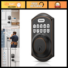 Keyless Entry Deadbolt with Keypad for Front Door - Smart Lock, Bronze Finish