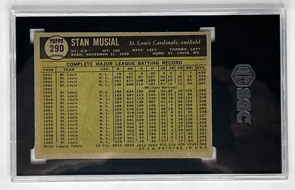 🎁 1961 Topps Stan Musial #290 SGC 5.5 HOF Cardinals Vintage Card-k - Image 3 of 3