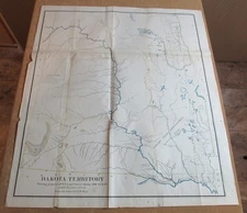 1860s Indian Wars Super Early Map Black Hills Dakota Territory Custer Era