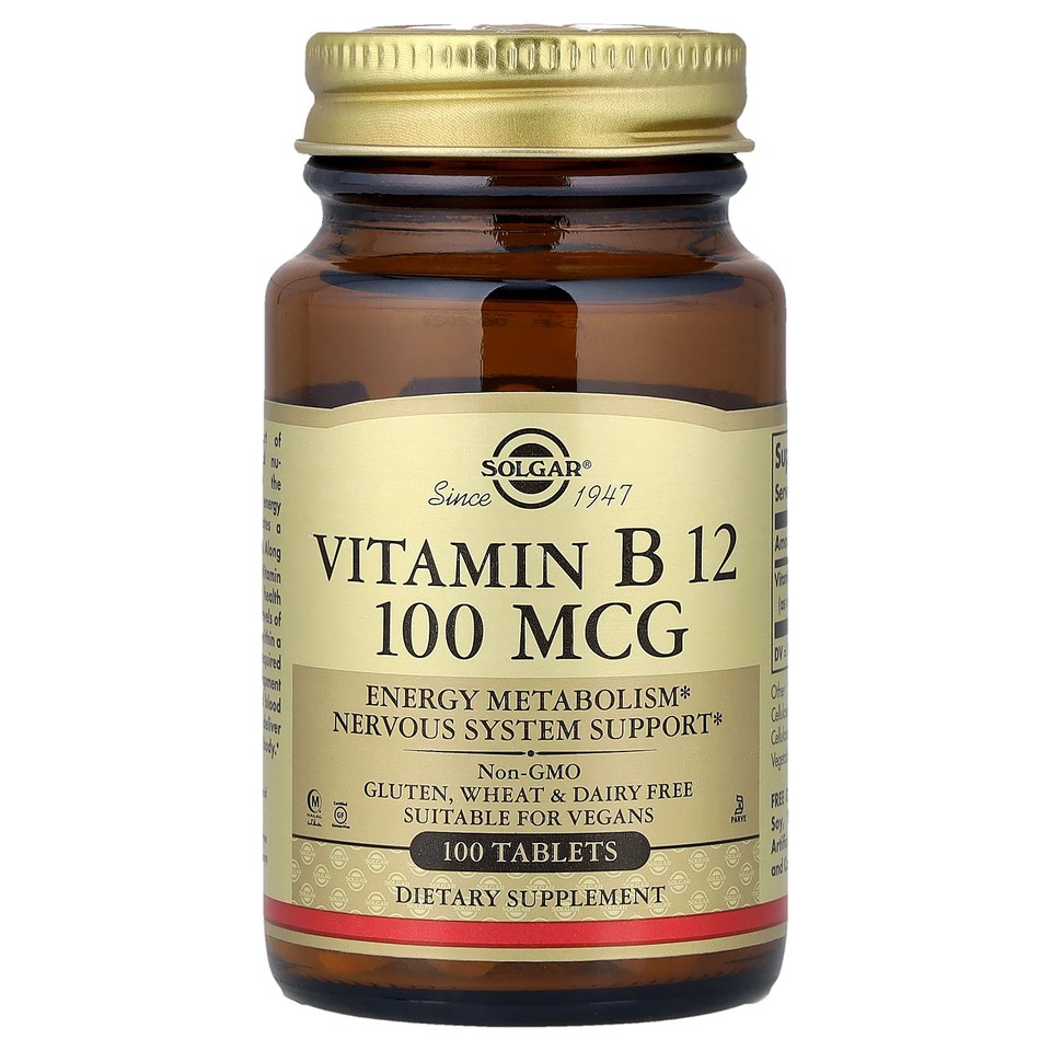 Vitamin B12, 100 mcg, 100 Tablets