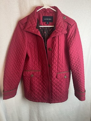 Lands End Women s Chore Coat Red Jacket Size M 10 - 12 Quilted Primaloft Medium