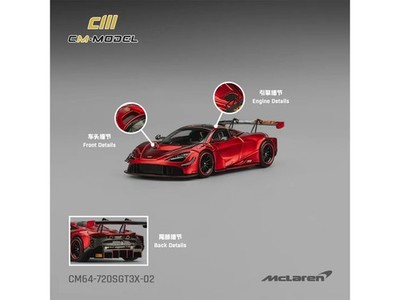 MCLAREN 720S GT3X RED 1/64 DIECAST MODEL CAR BY CM MODEL CM64