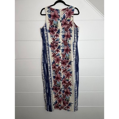 midi plus size hawaiian dress Plus Size Tropical Flowers Wreath Print Hawaii Split Midi Dress