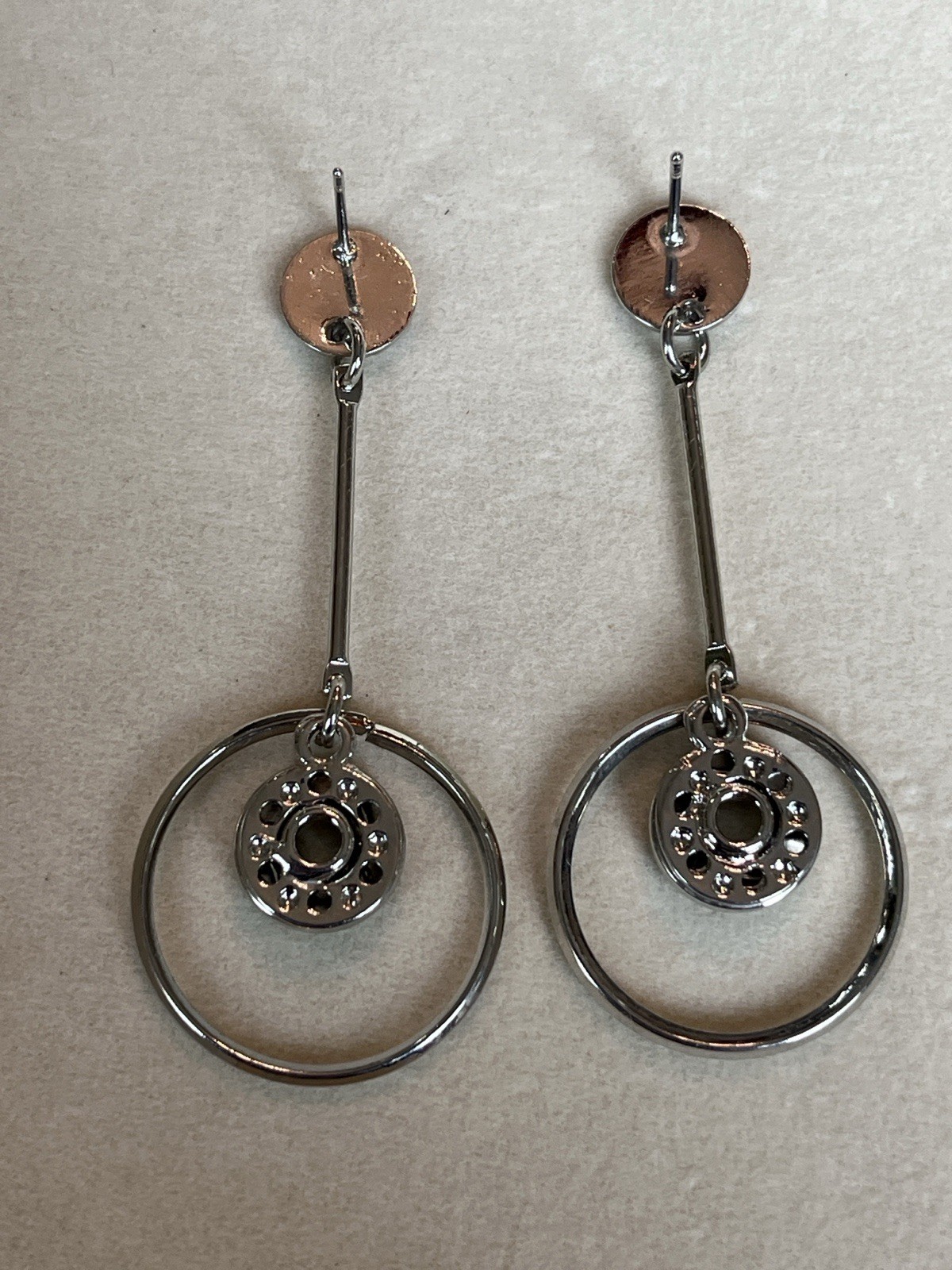 Snap Silver Tone Dangle Earrings - image 2