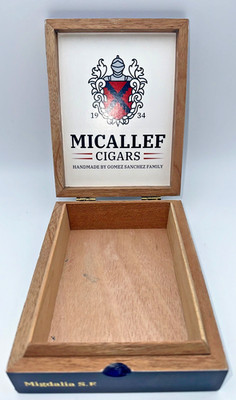 Micallef Migdalia S.E. Cigar Box Legacy Gomez Sanchez Navy Blue Wood Empty