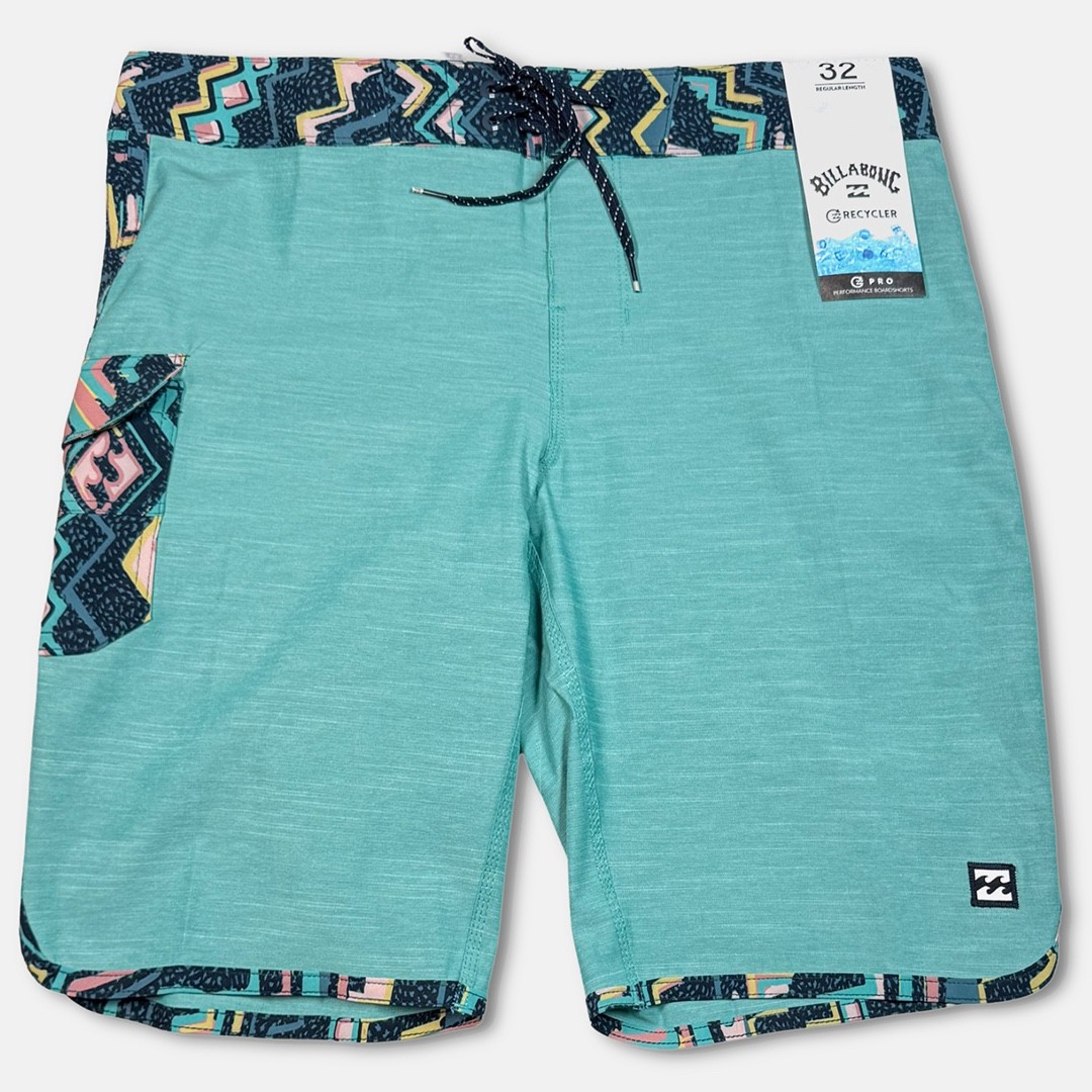 Billabong 73 Pro Board Shorts - NWT Mens 32 Turquoise Multi - 47721-J10 6090₽