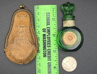 Antique Emerald Green Glass Crown Empty Lavender Salts London Perfumery w/Bag — photo 10