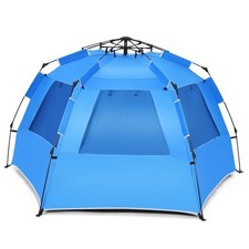 Costway UPF 50 Portable Sun Shelter 3-4 Person Easy Pop Up Beach Tent Blue