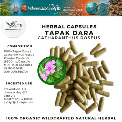 [idHerb] 100-500 CAPSULES Tapak Dara Catharanthus Roseus Organic WildCrafted  