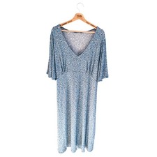 Ladies Maternity Midi Dress New Look Blue Floral Short Sleeved Summer Size 20