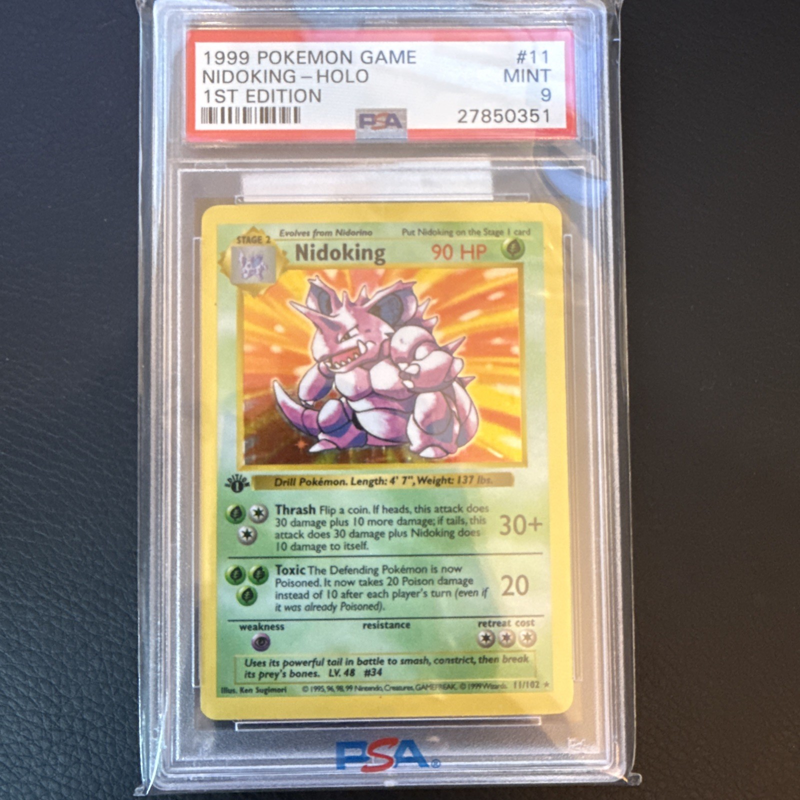 1999 Pokemon Game 1st Edition #11 Nidoking Holo PSA 9 MINT