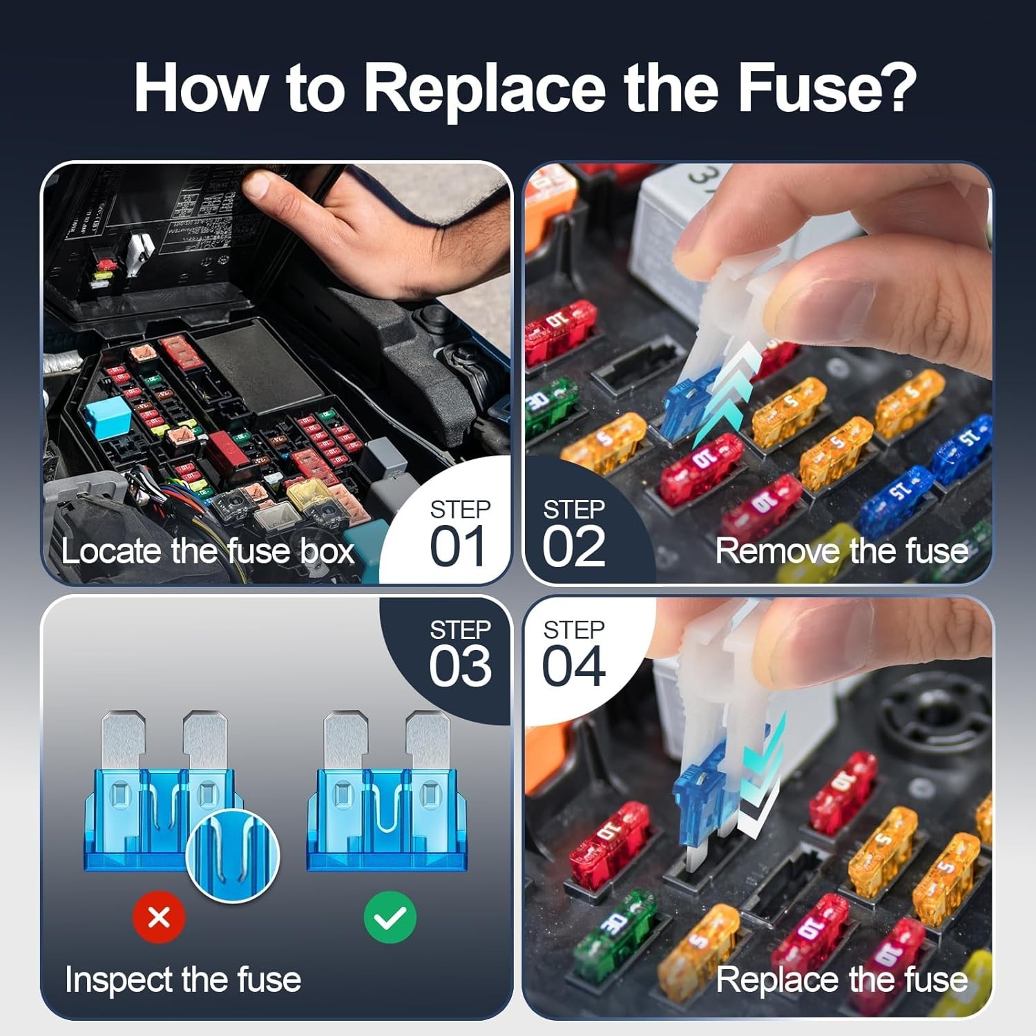 300Pcs Car Fuse Assortment Kit, 160 Mini Blade Fuses Automotive + 90 Standard 