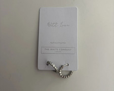 The White Company Platinum Plated Set Stone Zirconia Huggie Earrings RRP £35