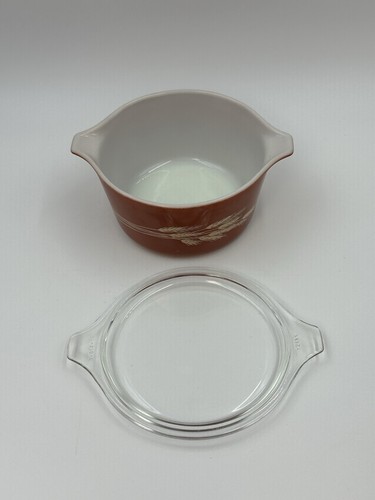 Pyrex Autumn Harvest Wheat Casserole Dish With Lids Orange Set Of 3 Vintage - Picture 12 of 17