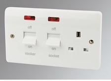 MK Cooker Control 45amp W/Neon Indicator + Single Socket Outlet