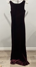 Lulus Burgundy Ruched Velvet Mock Neck Maxi Dress size s Beaded Detail