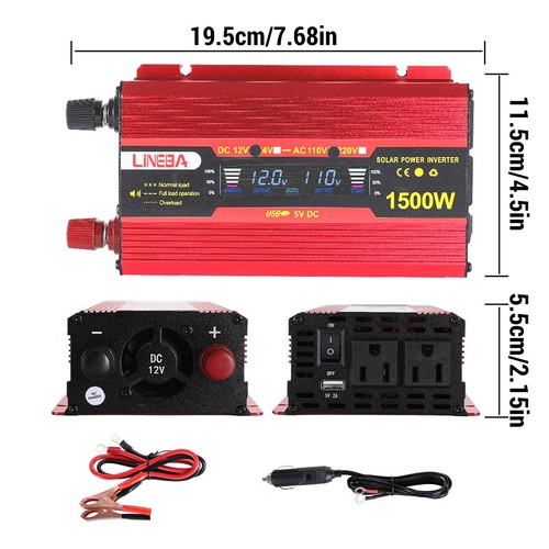 Grande 5000W Inverter Auto Display LED DC 12V 24V a AC 110V Convertitore Solare Camper - Foto 39 di 45