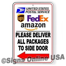 Deliver All Packages Side Door Arrow Left Metal Sign Or Decal 6 SIZES delivery