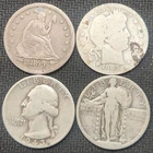 👀 Stacker Special, Lot Of 4 Vintage 90% Cull Silver Quarters, Four Types, Q4cu
