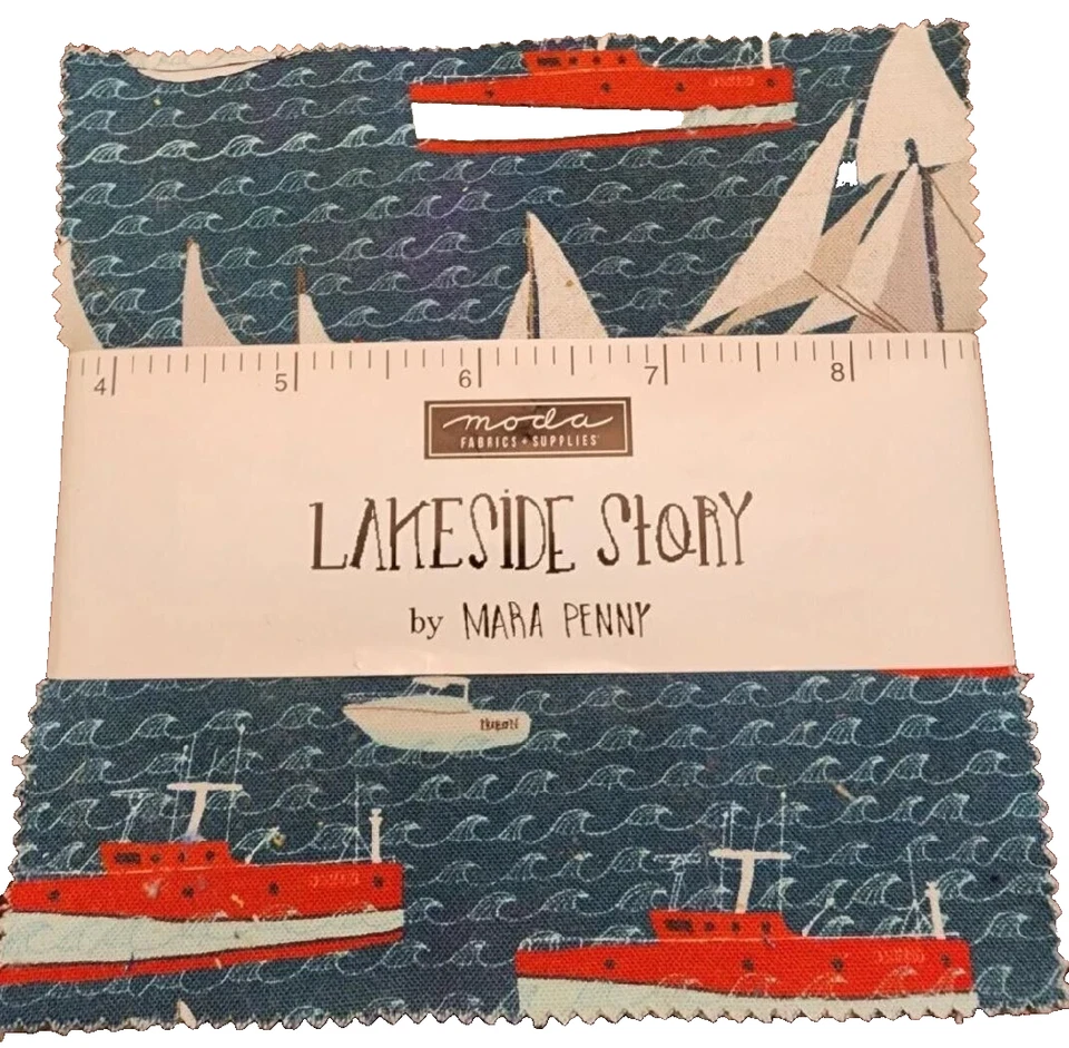 Moda Lakeside Story 42 5-in Charm Precut Fabric Quilt Squares Fishing Boat Theme - Image 2 of 4