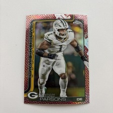 2025 Topps Chrome NFL Micah Parsons #77 Football Pigskin Refractor Packers