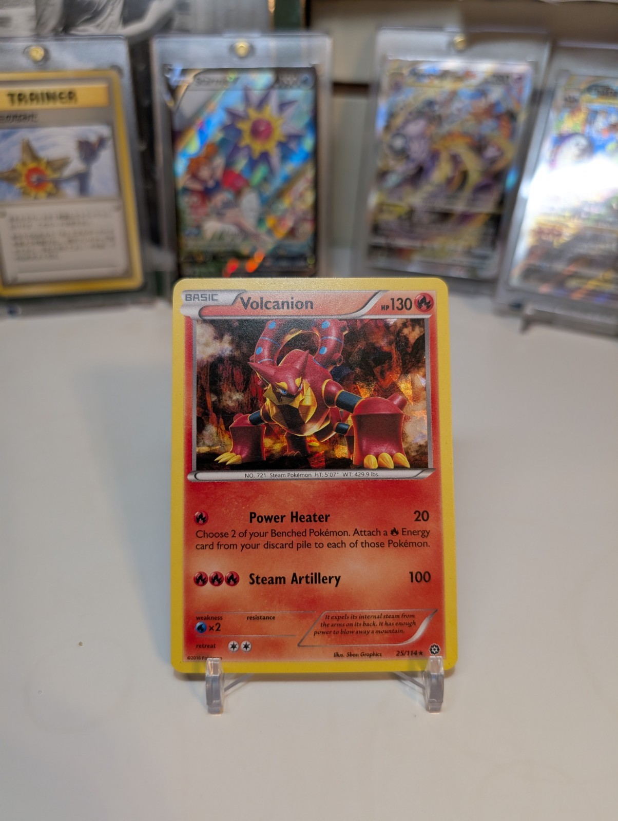 Pokemon Card Volcanion 25/114 XY Steam Siege Cracked Ice Holo 2016 NM