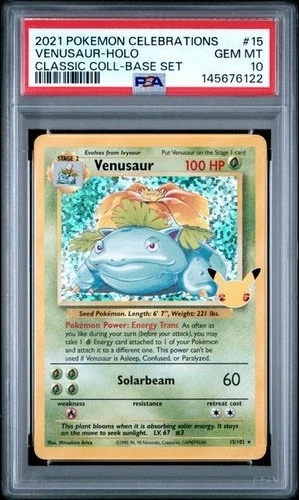 Pokémon 2021 Celebrations Classic Collection Venusaur Holo Card 15/102 PSA 10