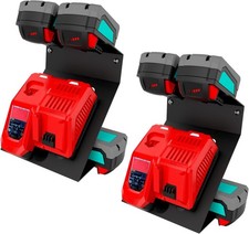 2 Pack-Metal Wall Mount for Milwaukee Chargers and Batteries, Charger Holder ...