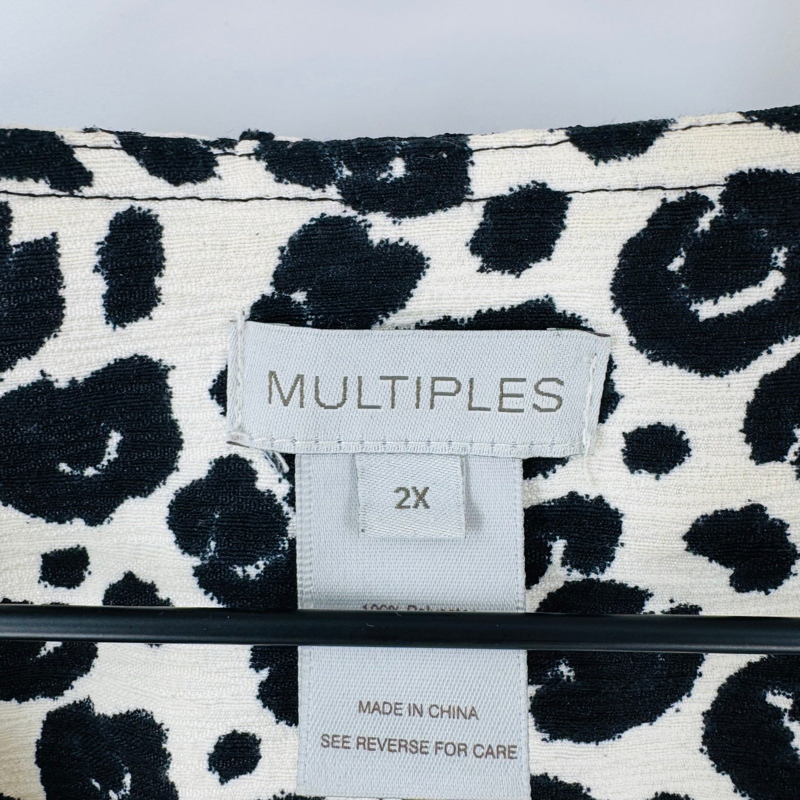 Multiples Jacket 2X Black White Animal Print Mixe… - image 2