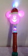 Disney Parks 18" Santa Mickey Mouse Light Up Glow Super Bubble Blower Wand Sings