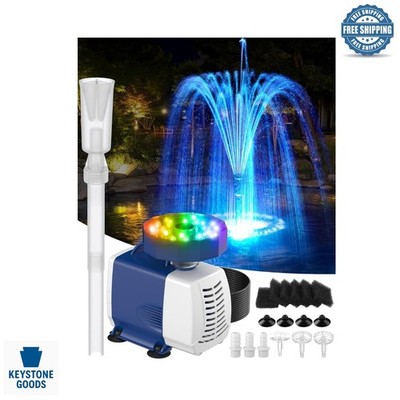 660GPH RGB Submersible Pond Filter & Fountain System with LED Lights