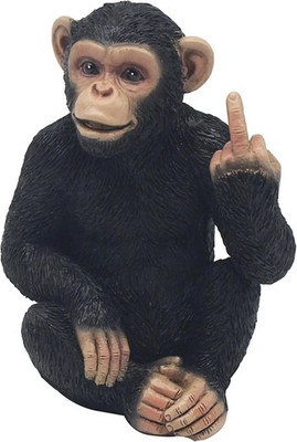 Frecher Affe Mittelfinger Ornament 26 cm - lustige Schimpanse Figur unhöflich Geschenk Deko