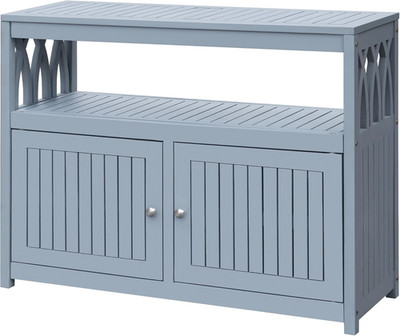 Stylish 2-Tier Acacia Wood Outdoor Storage Cabinet with Magnetic Doors, Grey
