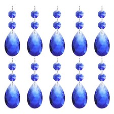 Teardrop Crystal Chandelier, 10 Pack 85mm Length Prisms Part, Blue
