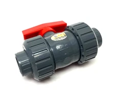 SHyouli 1/2" Double Union PVC Ball Valve, Gray, Slip Sockets