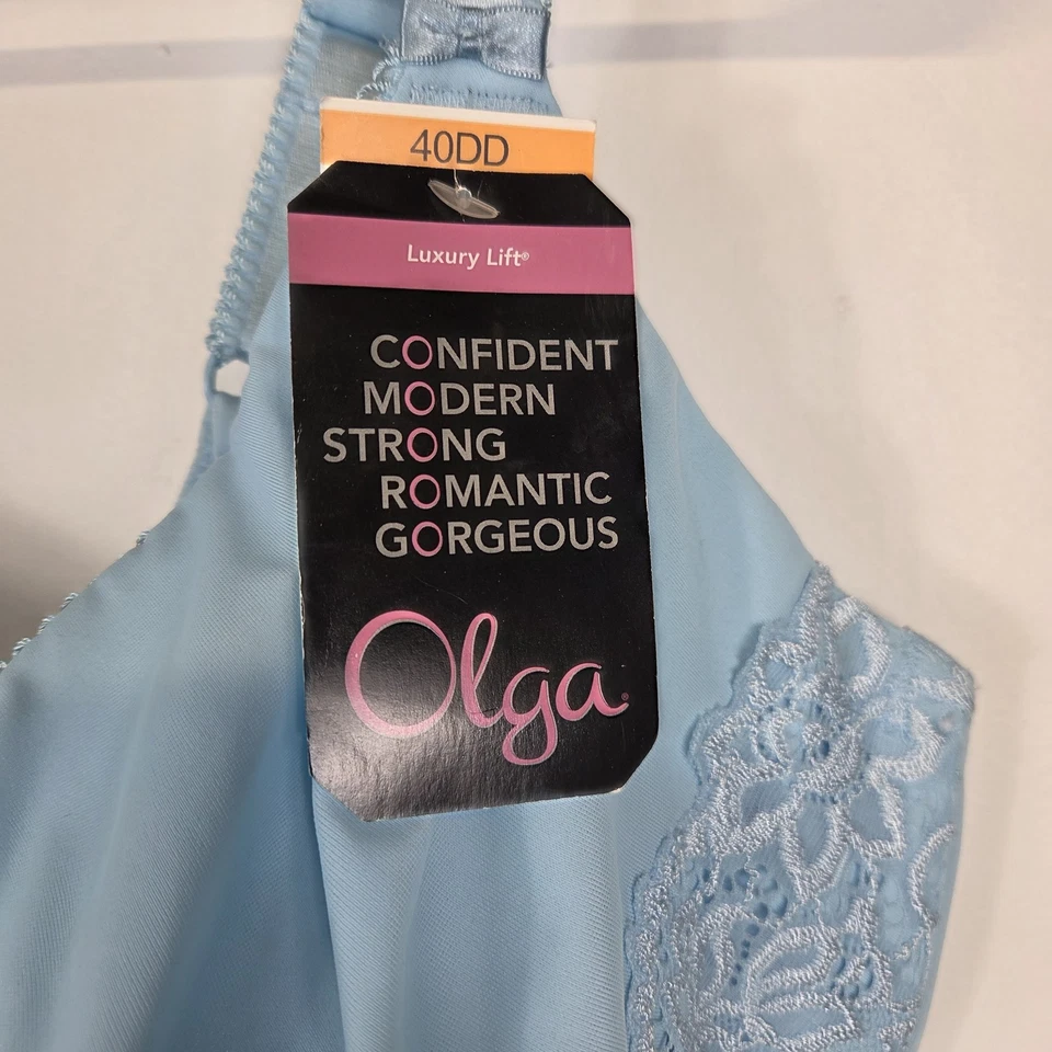 Sujetador elevador de lujo azul Olga 40DD con aros de encaje a juego #35063 Foto 2 de 4