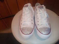 Converse White Swarovski Crystal Men's 7/ Women's 9 Bling Shoes