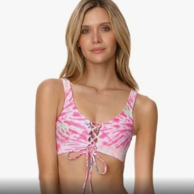 Maaji Rainbows Danzel Tie Dye Lace Up Bikini Swim Top Reversible