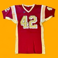 Vintage 90s Russell Athletic Mesh Football Jersey L Maroon Gold Made in USA 42