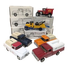 6 Vintage Ertl Die-Cast Trucks Pickup Hawkeye Wrecker 1955 1960 Banks Liberty