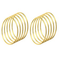 6Pcs Metal Dream Catcher Ring Round Floral Wreath Gold Tone 3-inch