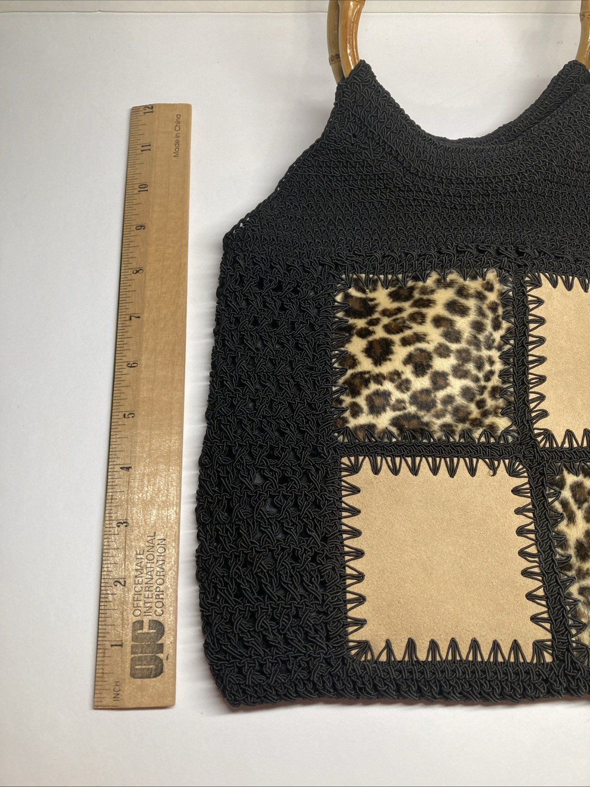 Vintage Chateau Macrame Black Patchwork Boho Wove… - image 15