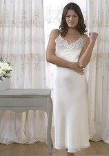 DONNA LINGERIE Elegante Camicia da Notte Lunga in Seta Pura 100% art. 6703