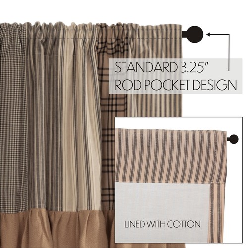 Sawyer Mill Charcoal Farmhouse Curtains for Kitchen Window Topper Linen Plaid... - Picture 6 of 8