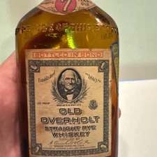 Old Overholt Straight Rye Whiskey Bottled In Bond Half Pint Brown Bottle Y2