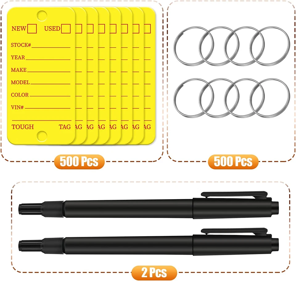 500 Pcs Poly Key Tags Plastic Dealership Car Key Tags with Labels for RV Auto Lu - Image 3 of 4