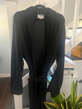 Goodfellow Black Fleece Cotton Blend Kimono Robe Shawl Collar Belted L/XL