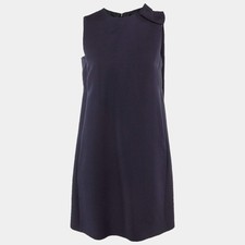 Valentino Navy Blue Wool Silk Bow Detail Mini Dress S
